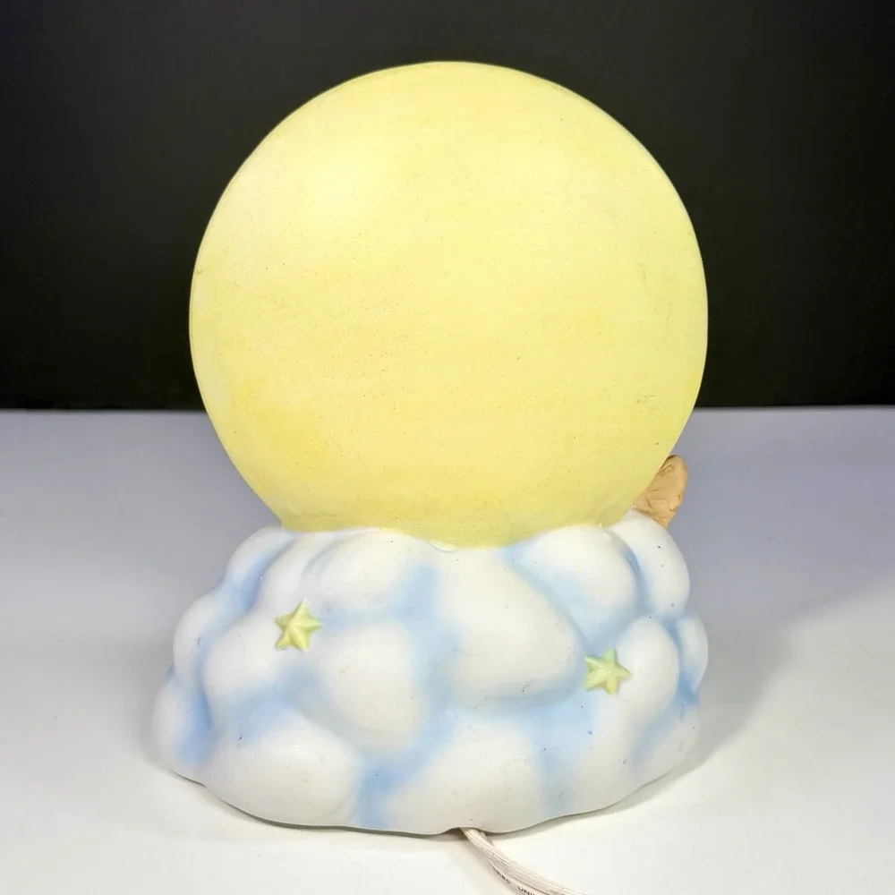 VTG Halloween Flying Witch Moon Light Lamp Ceramic Bats Stars Made Taiwan R.O.C.